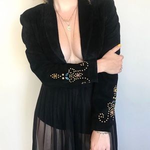 Vintage studded black suede bolero jacket S EUC